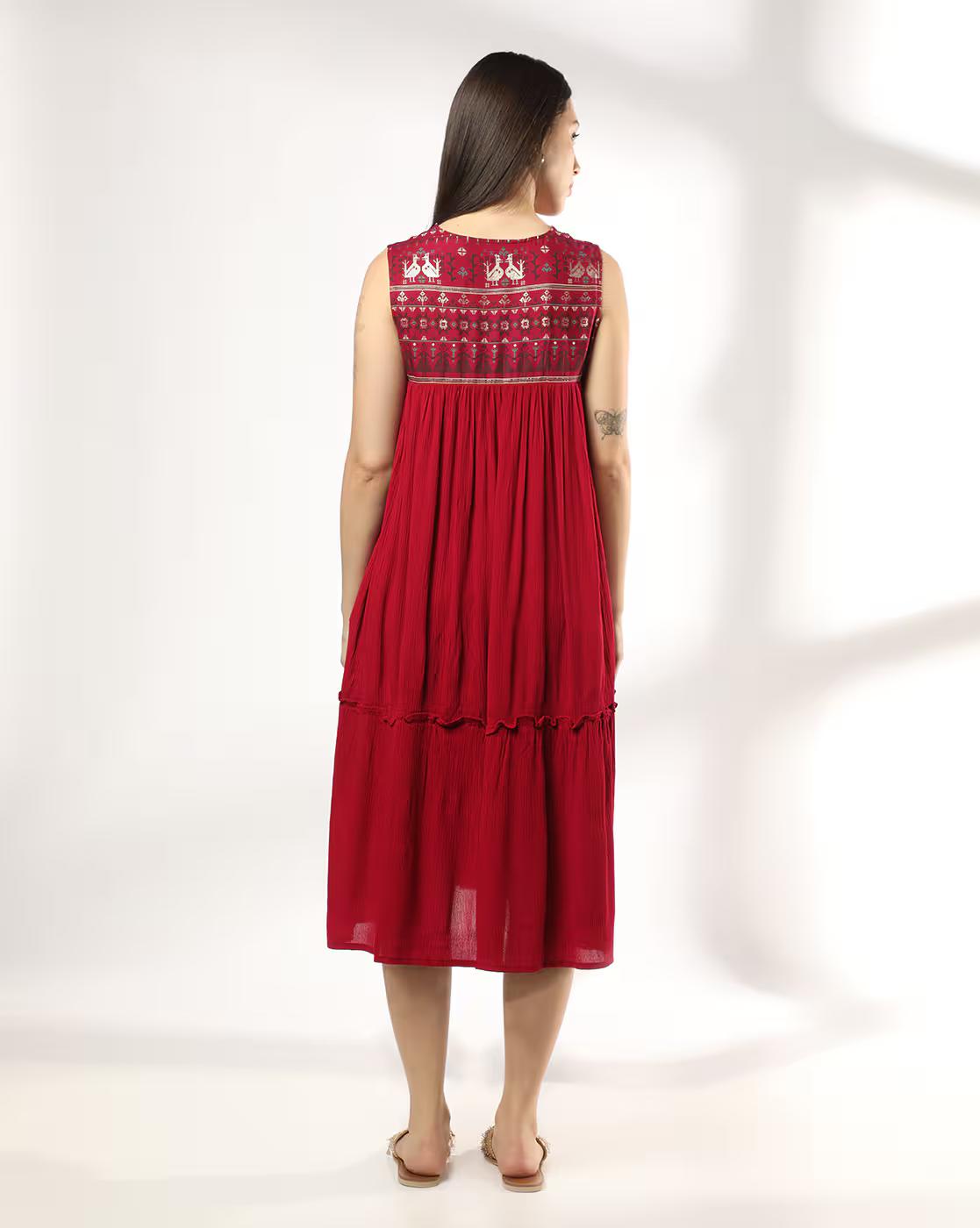 Rayon crepe style, RED, M