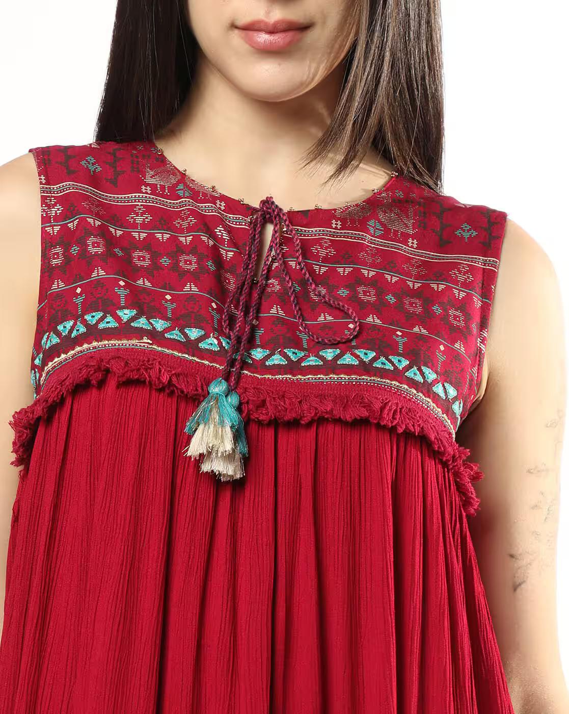 Rayon crepe style, RED, M