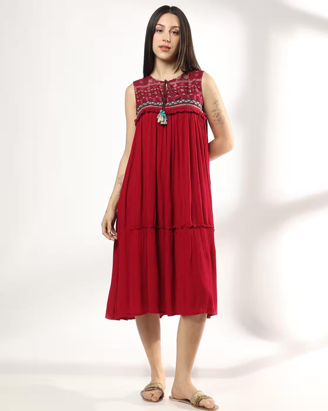 Rayon crepe style, RED, M