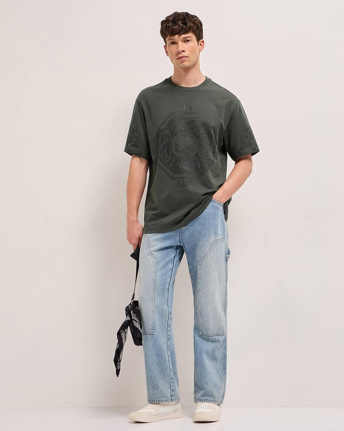 Men Oversized Fit Crew- Neck T-Shirt