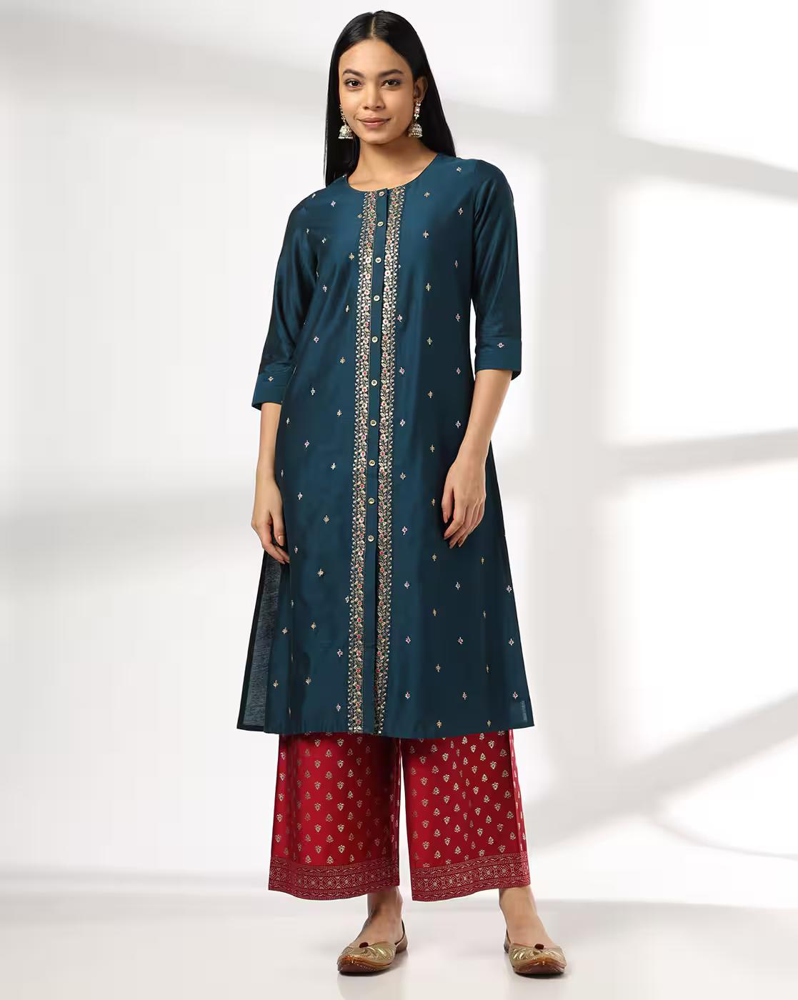 Petrol Blue Repeat, BLUE, L