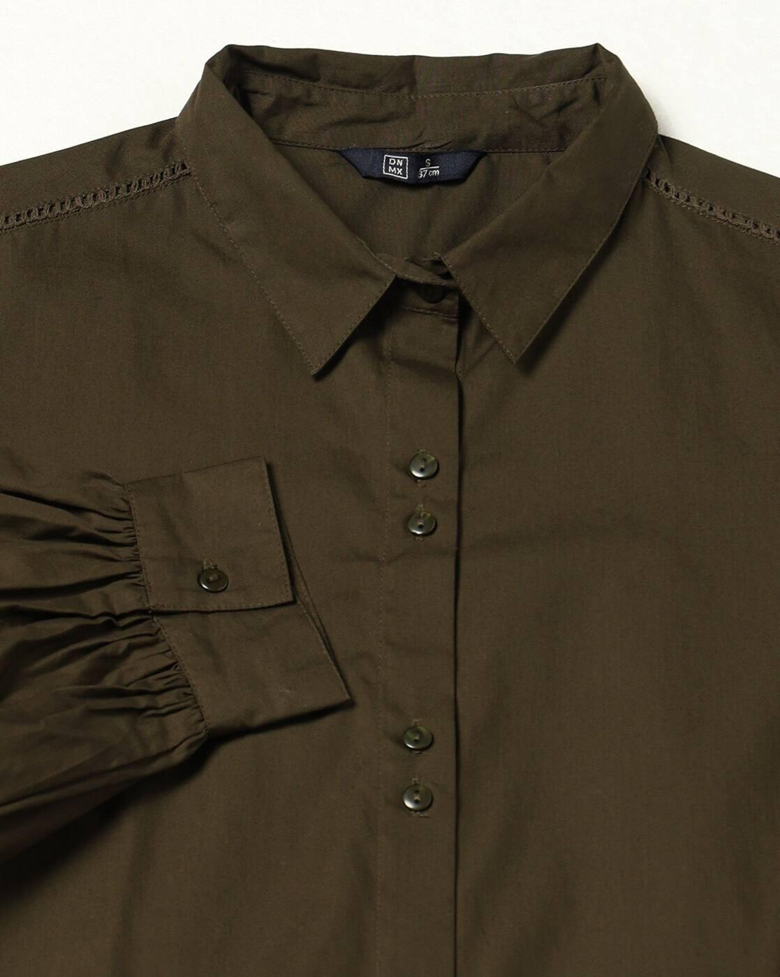 Shirt dress with pleat details, OLIVE, L