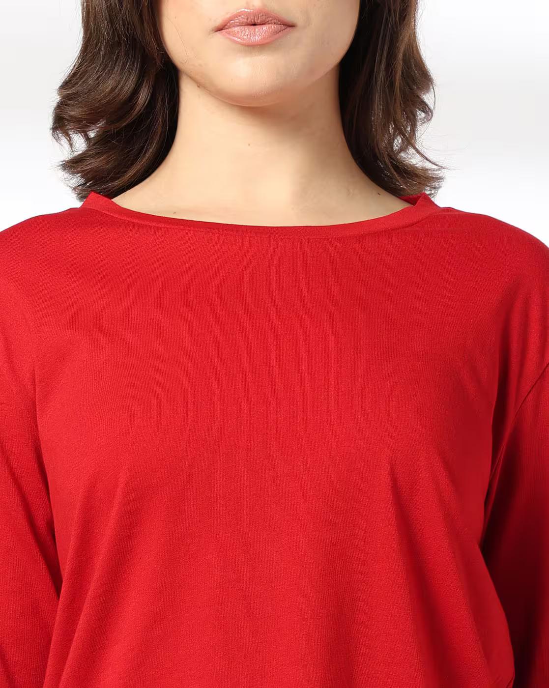 Knit Top Flannel Bottom Set, RED, XS