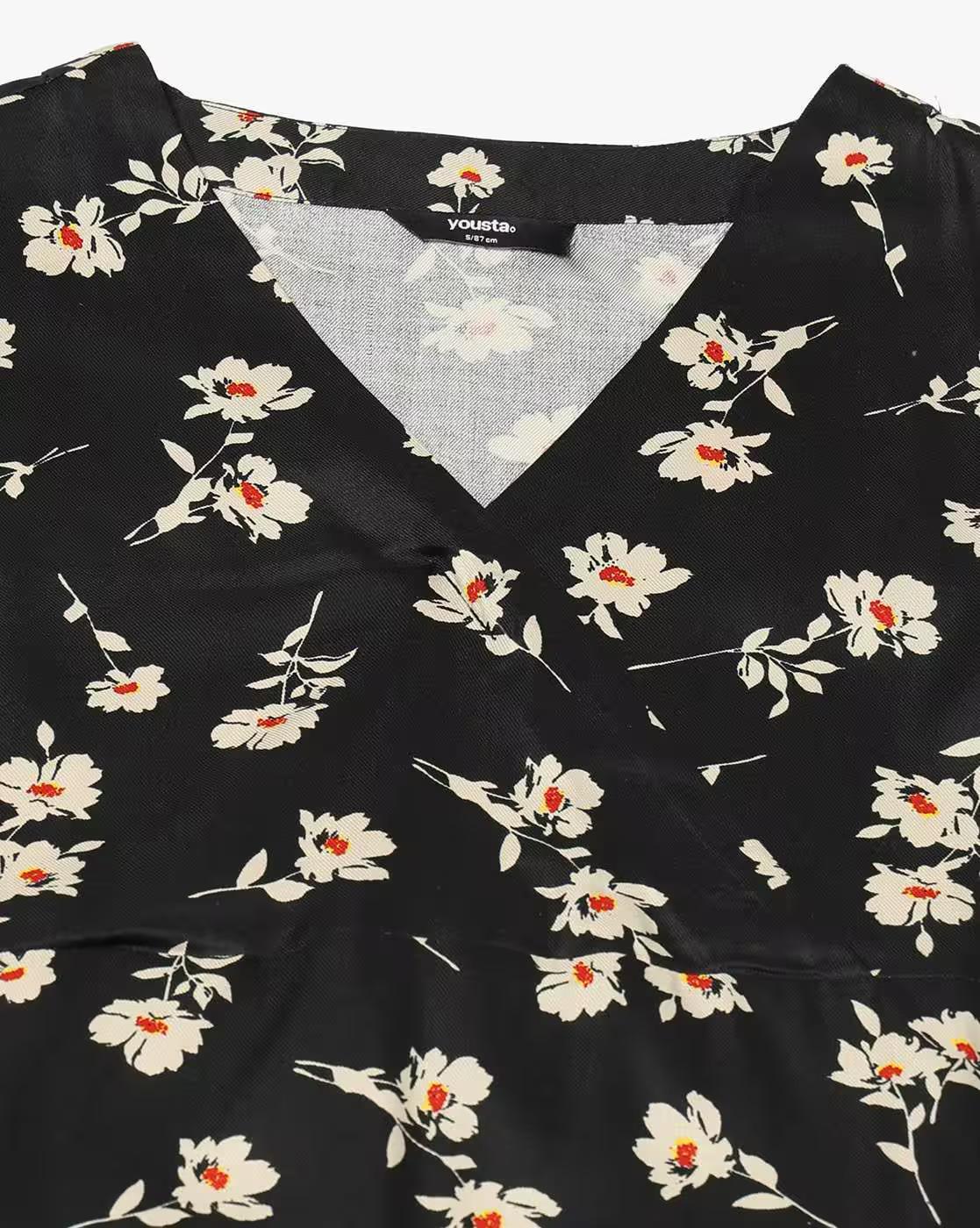 Women Floral Print V-Neck Wrap Fit & Flare Dress