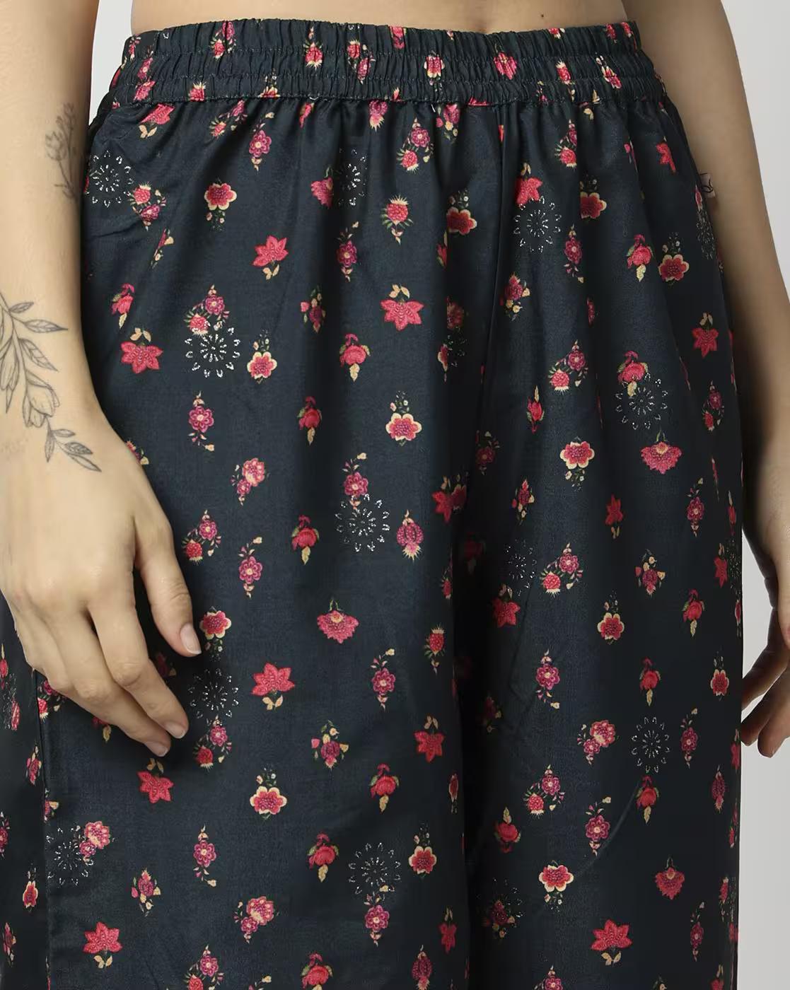 FLORAL PRINTED COLLARED, MEDIUM BLUE, S