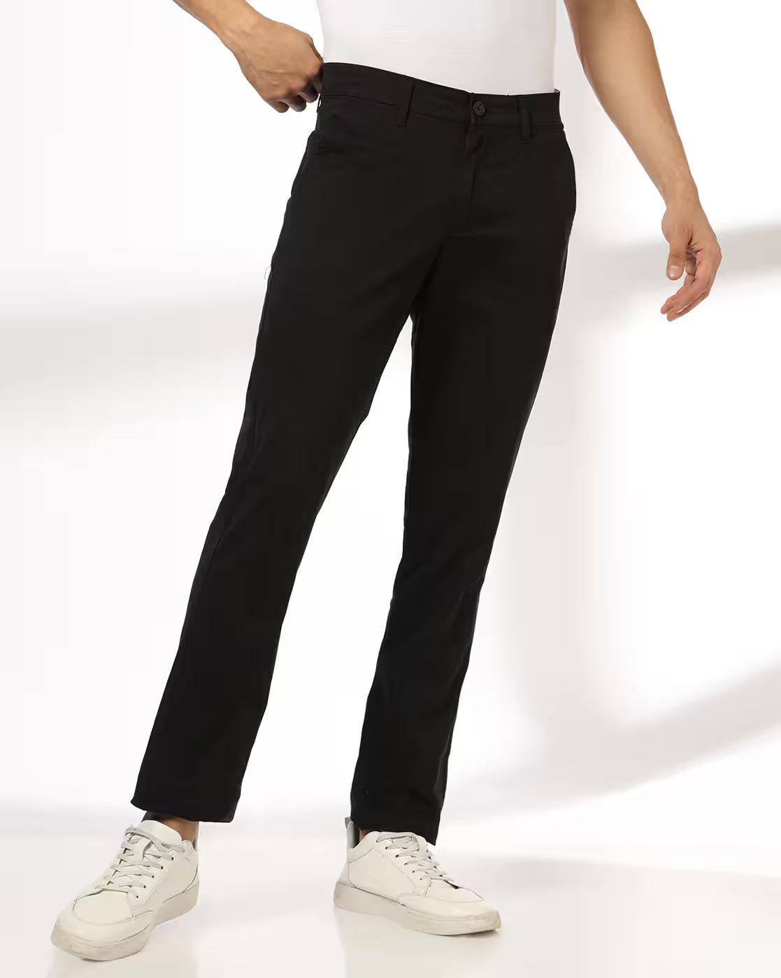 Men Slim Fit Flat-Front Chinos