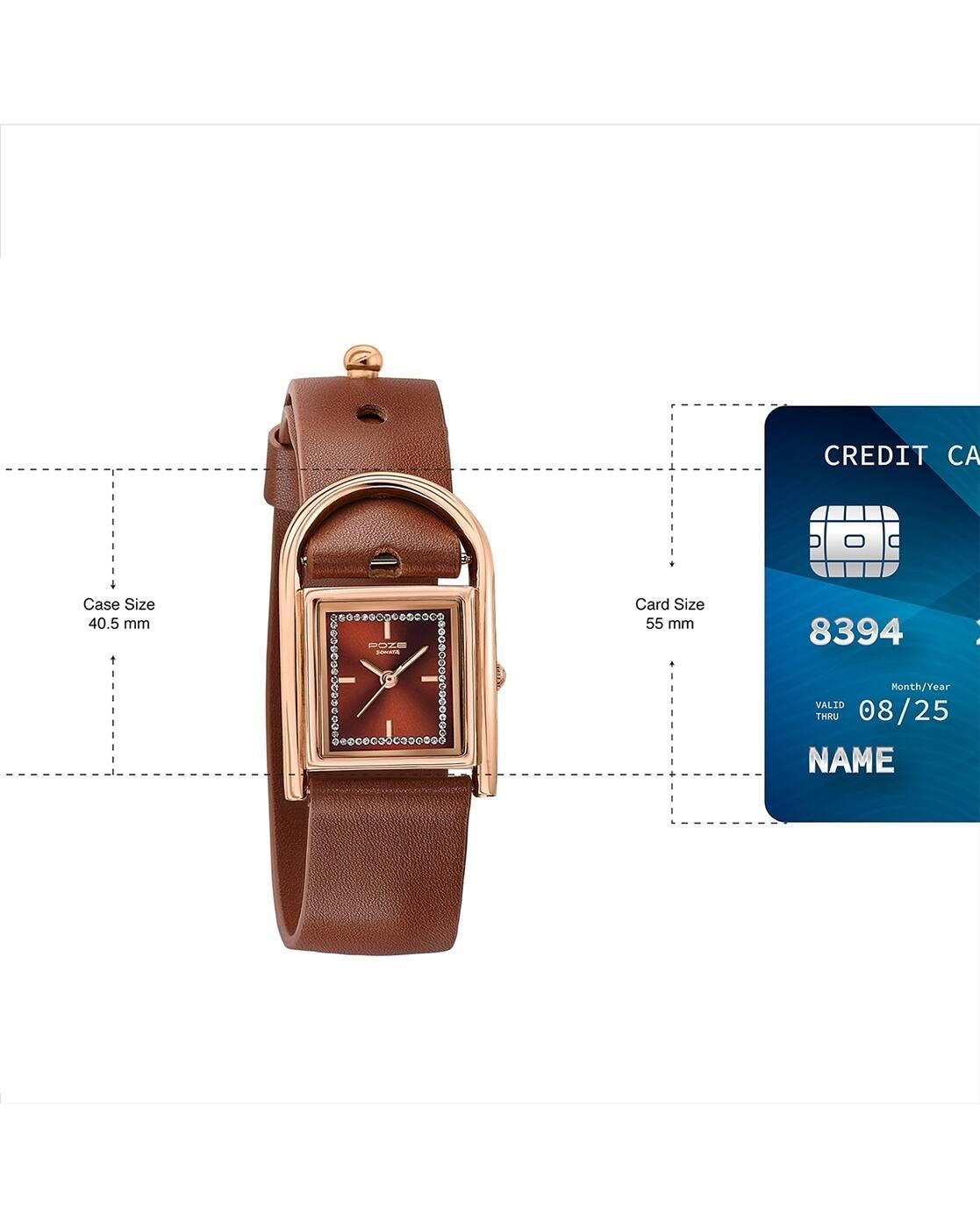 SONA WOMEN WRIST WATCHES, BROWN, OS