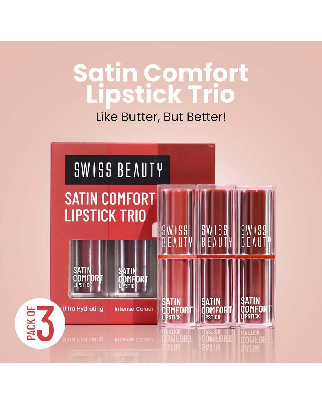 Pack of 3 Satin Comfort Lipstick Trio 3-In-1 -Red And Maroon