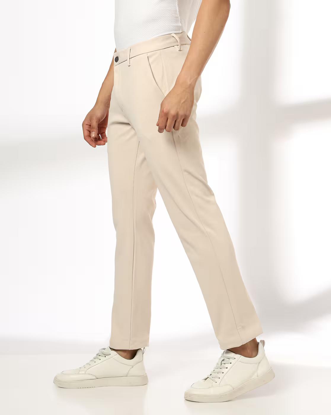 Men Slim Fit Flat-Front Chinos