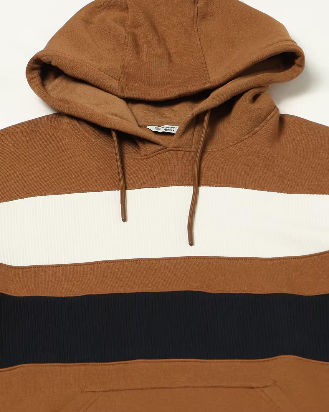 COLOR BLOCK STR PANEL HOODY SW, BROWN, M