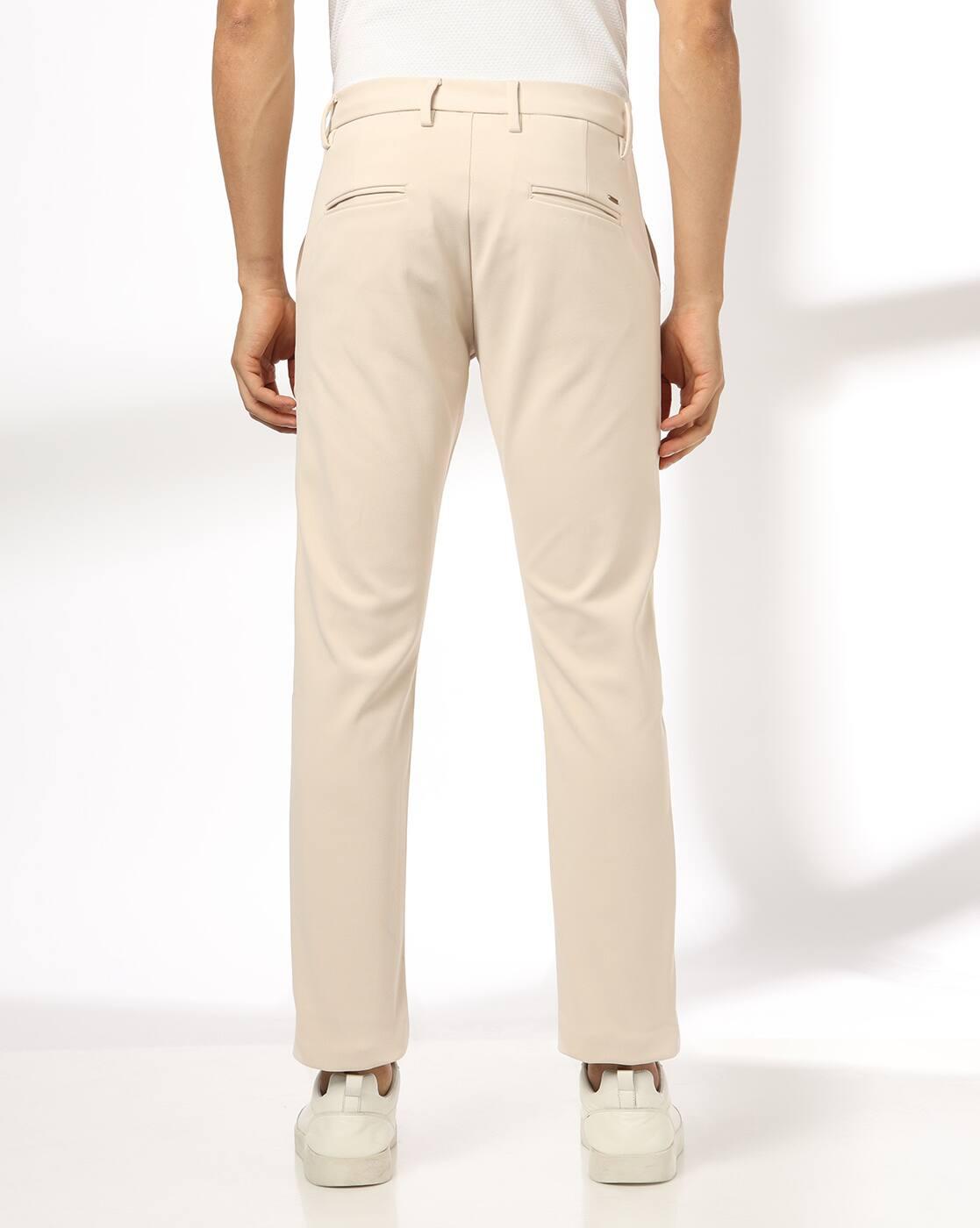 Men Slim Fit Flat-Front Chinos