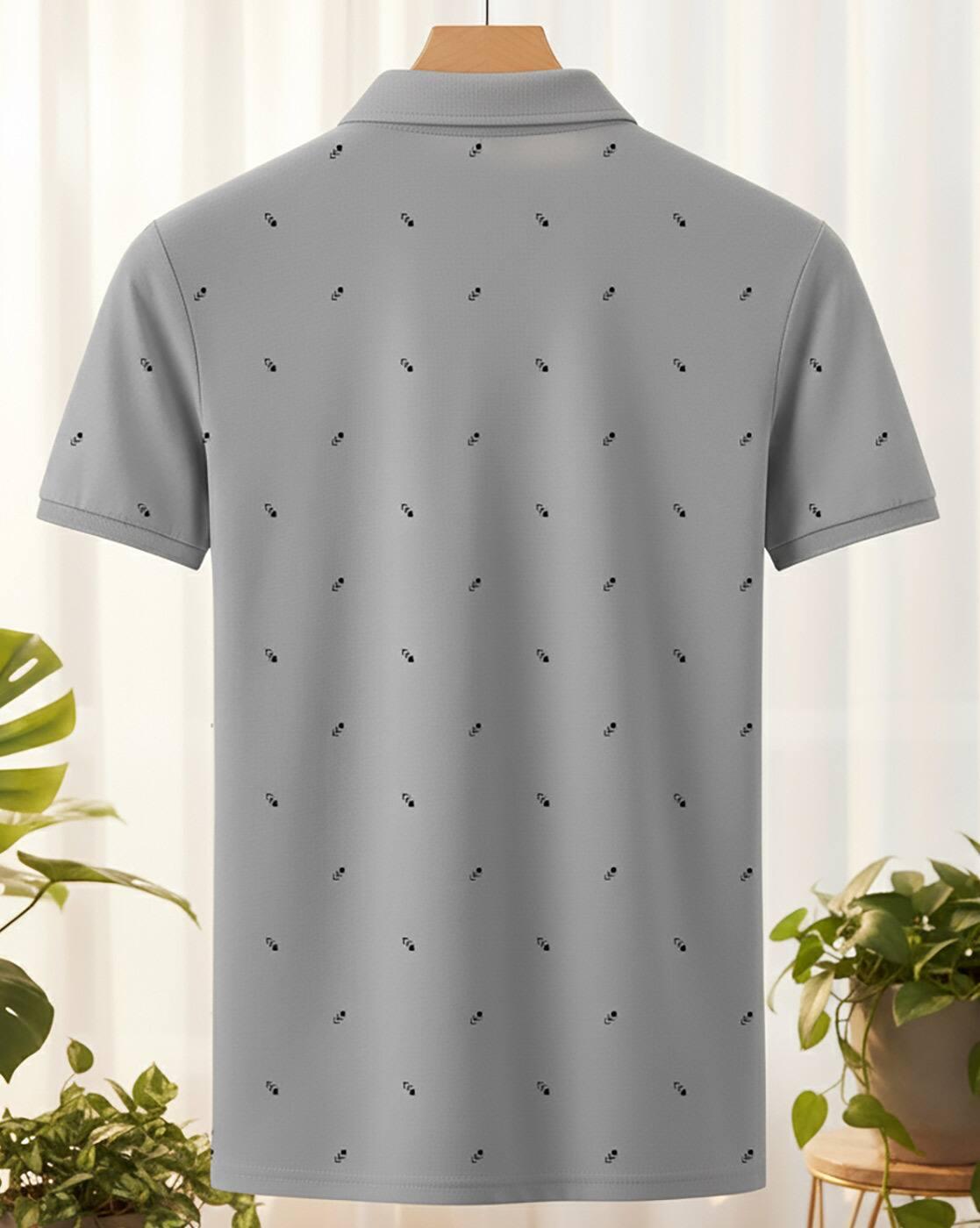 Men Micro Print Regular Fit Polo T-Shirt