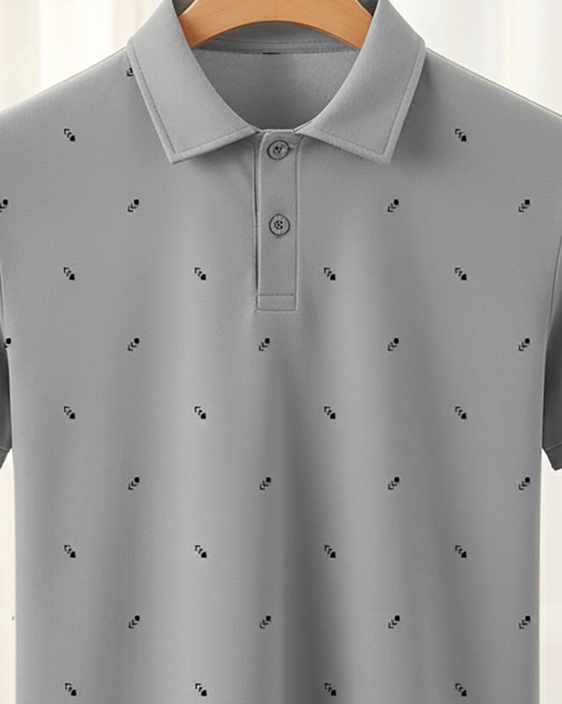 Men Micro Print Regular Fit Polo T-Shirt