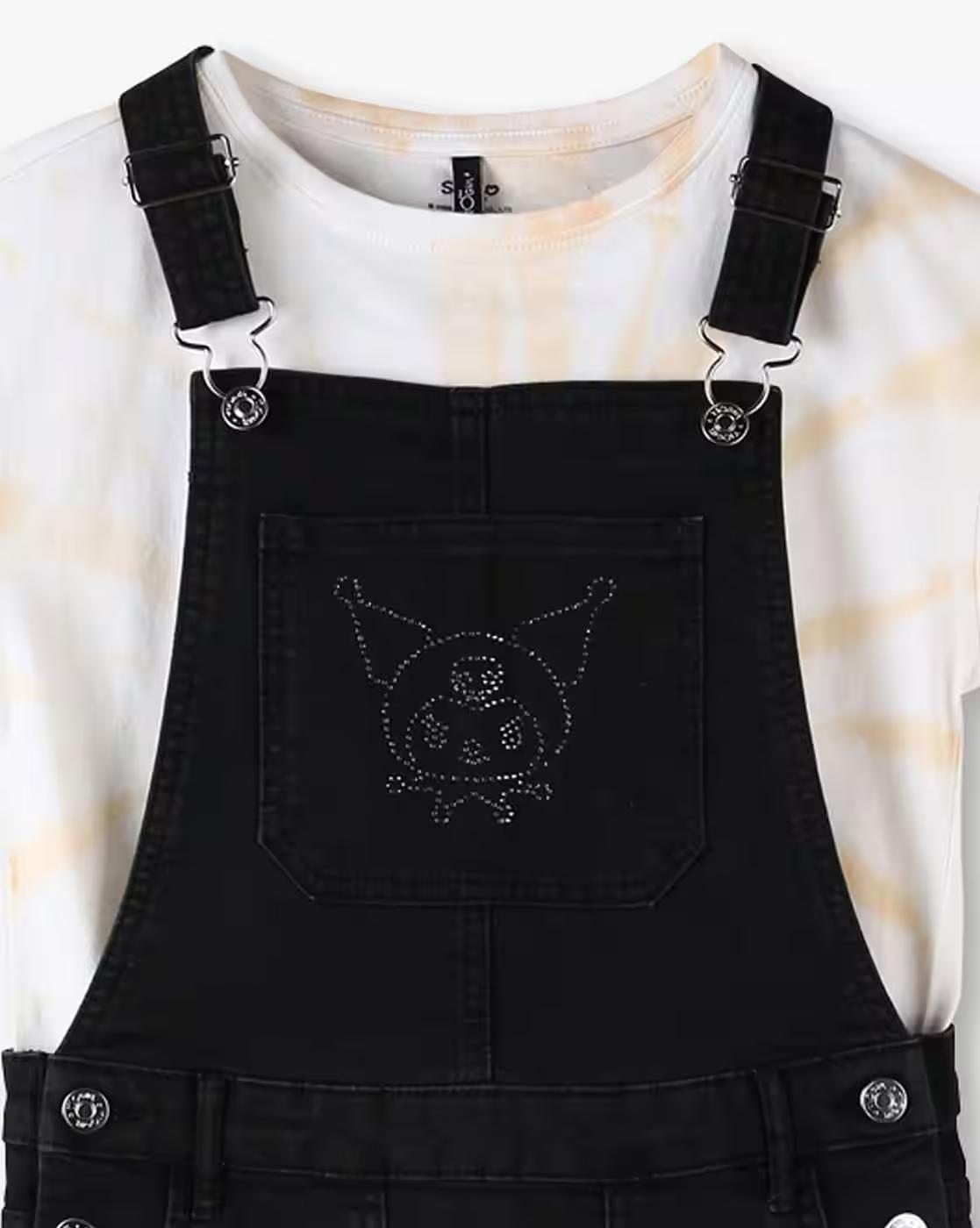 KUROMI STUDS DUNGAREE AND, BLACK, 11-12Y