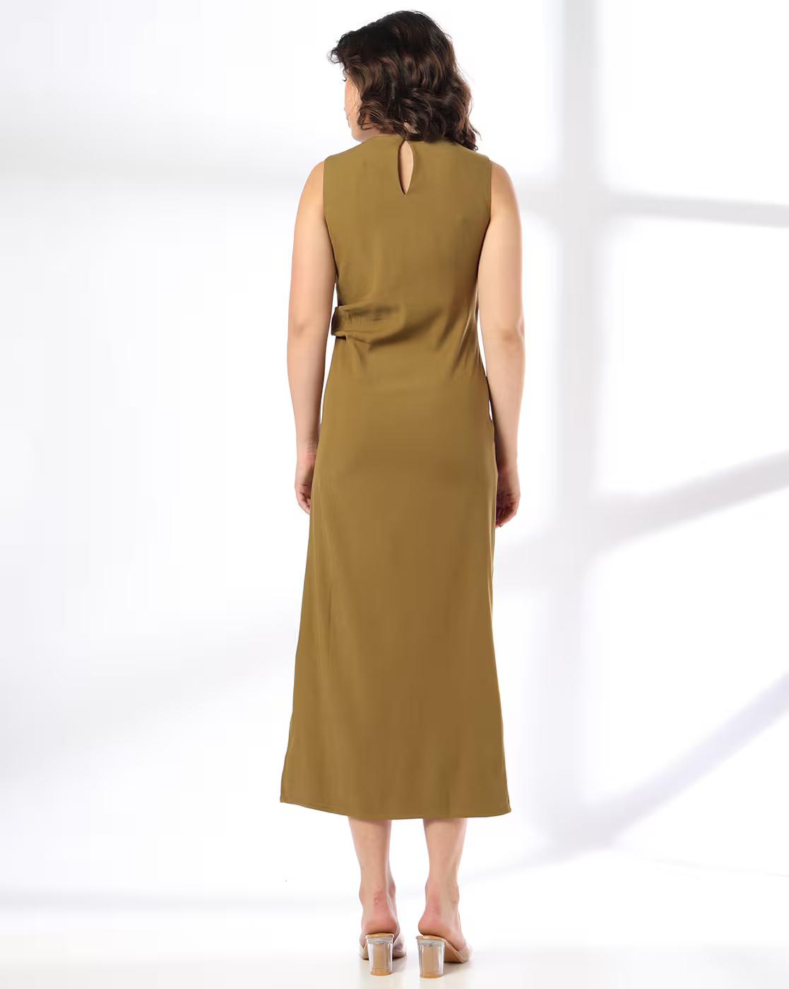 Women Round-Neck Dress with Metal Trim