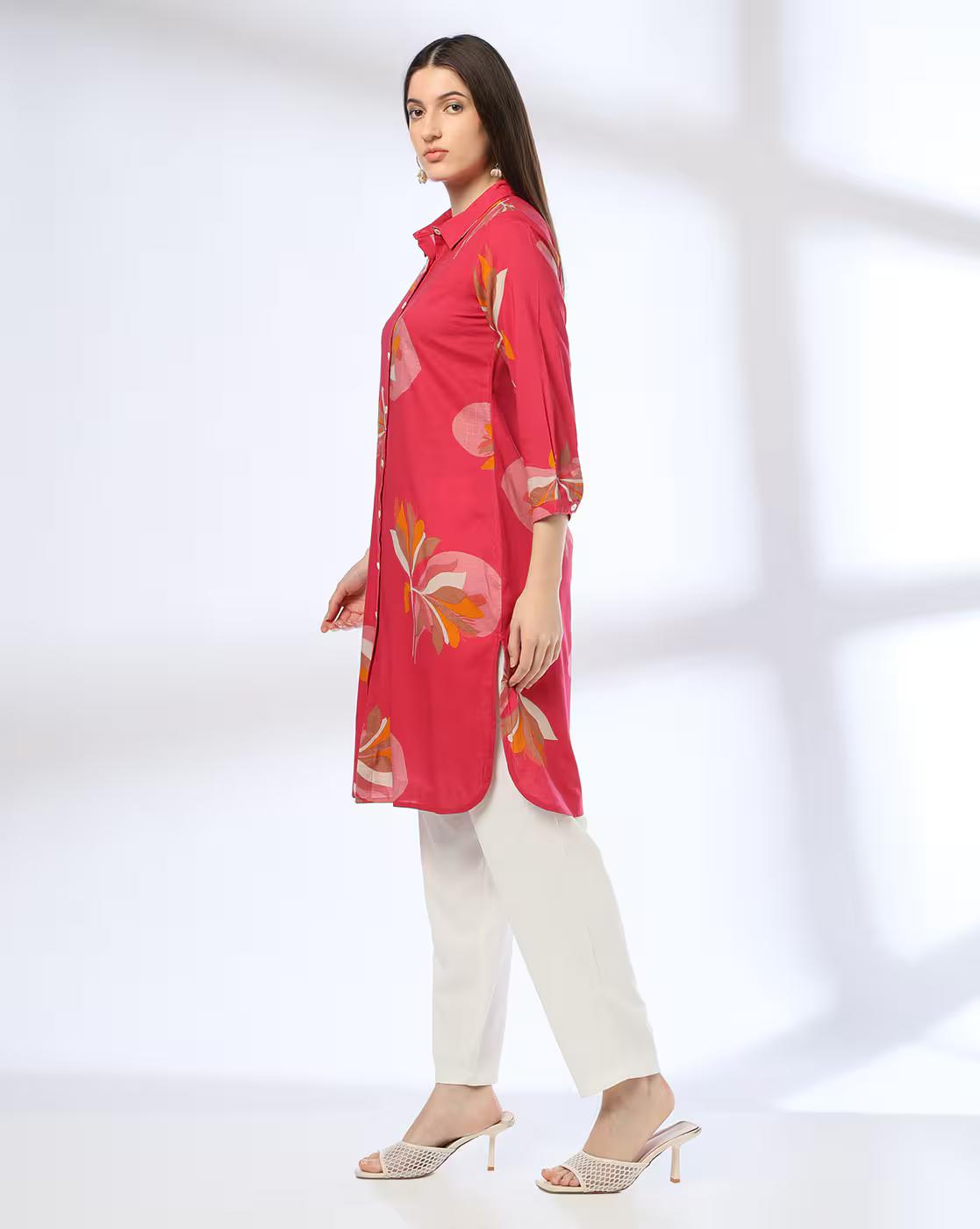 Women Floral Print Straight Kurta