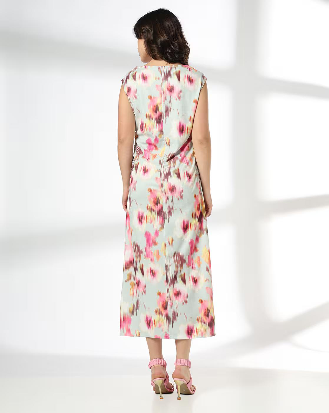 Women Boat-Neck Dress with Waist Detail