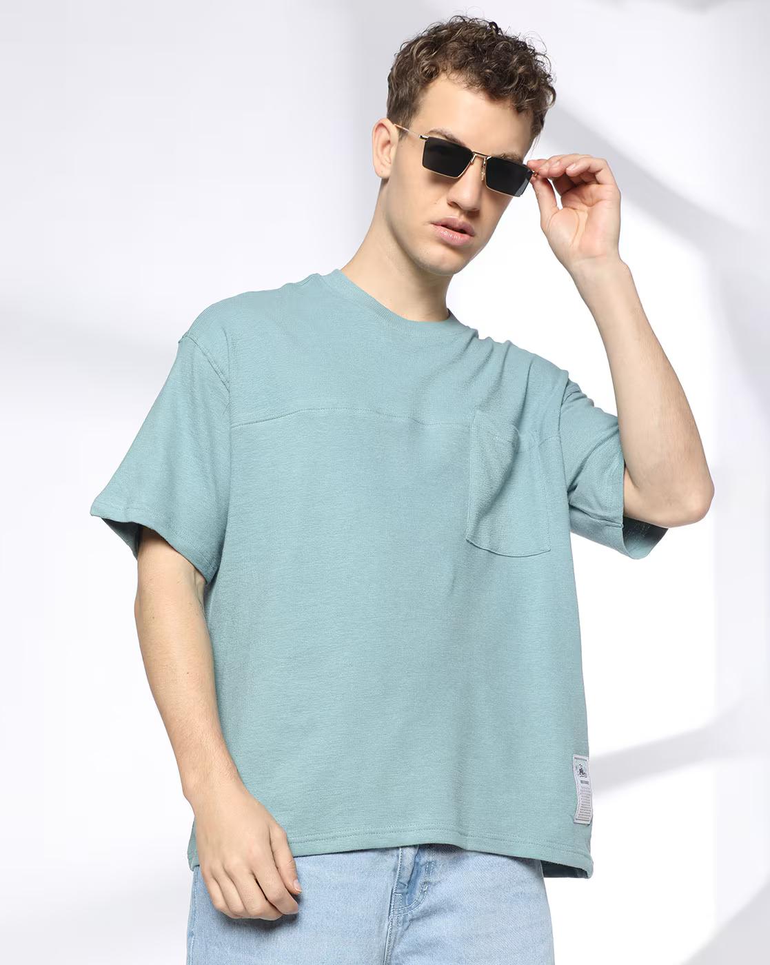 TEES20 SOLID CREW TEE WITH PKT, BLUE, M
