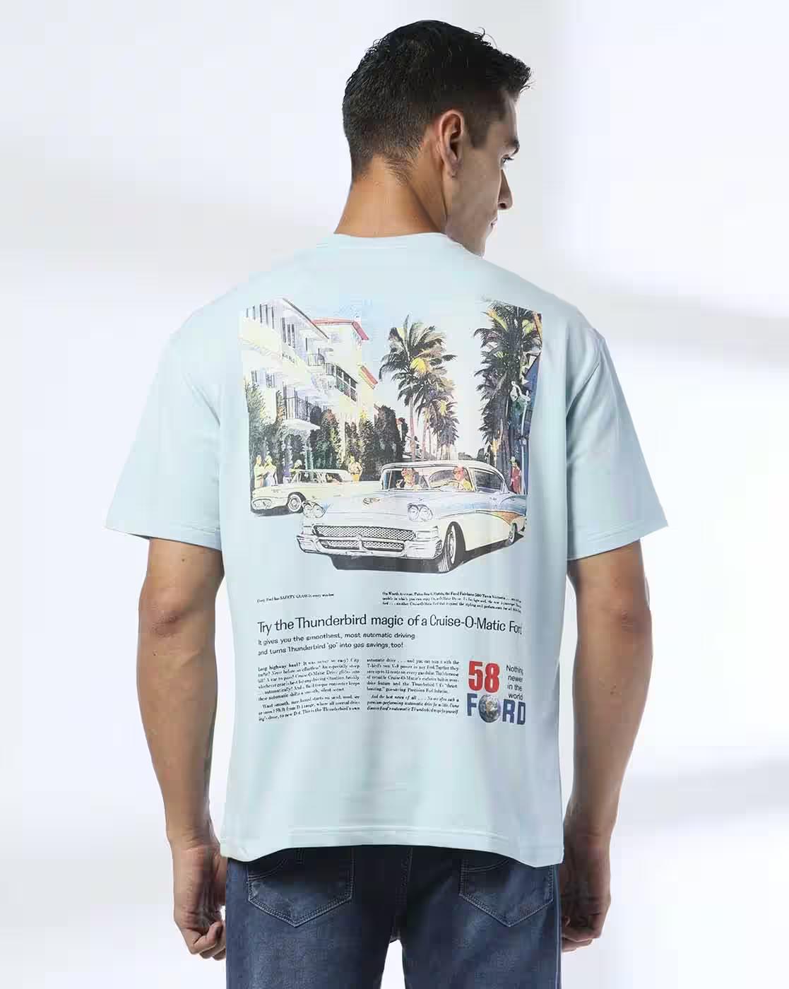 Men Graphic Print Boxy Fit Crew-Neck T-Shirt