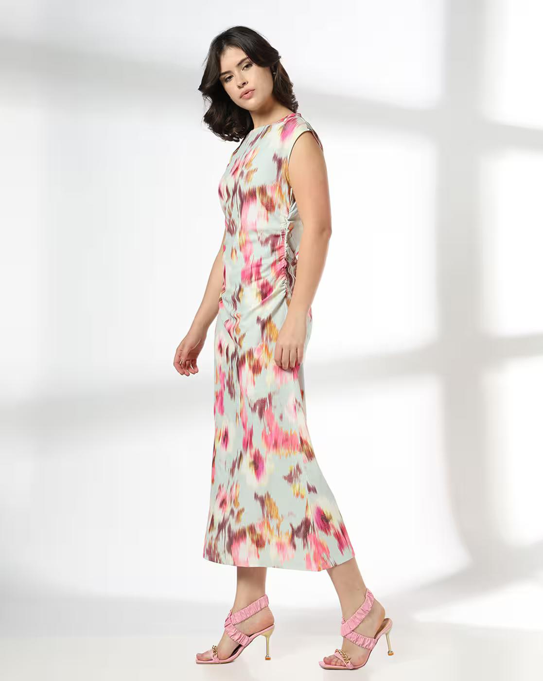 Women Boat-Neck Dress with Waist Detail