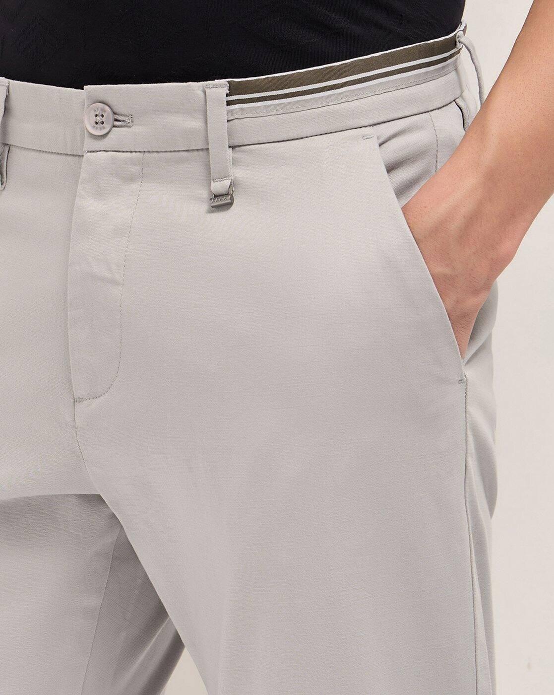 Men Straight Fit Flat-Front Casual Chinos