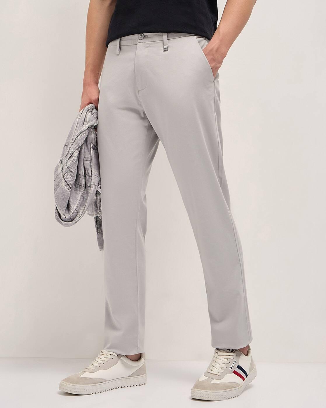 Men Straight Fit Flat-Front Casual Chinos