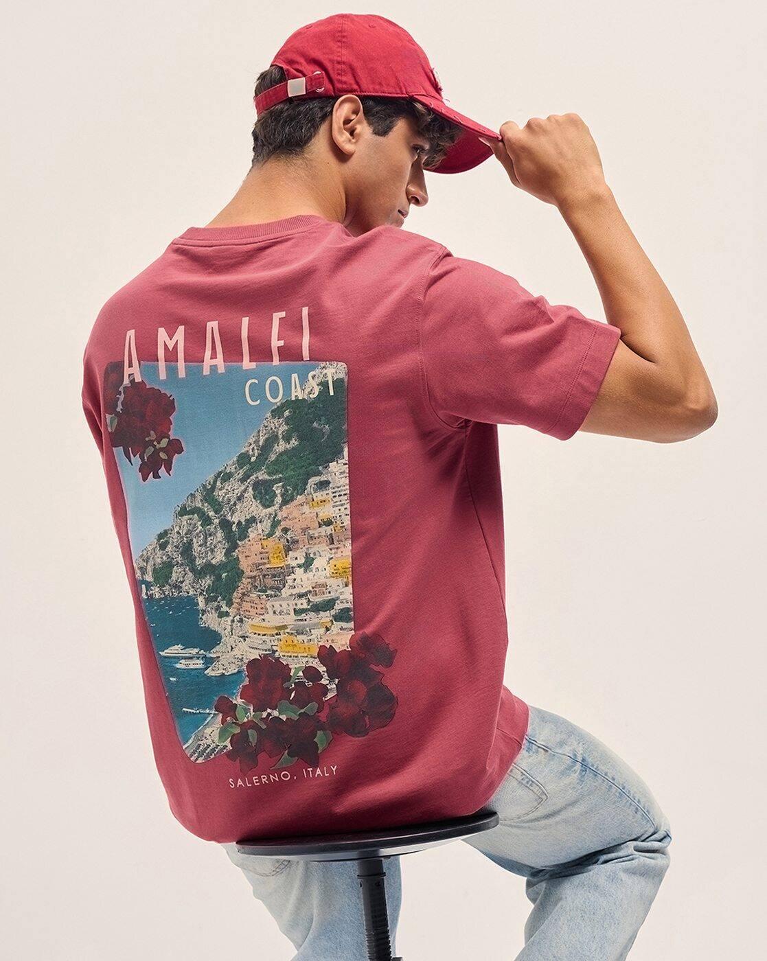 Men Printed Oversized Fit Round-Neck T-Shirt