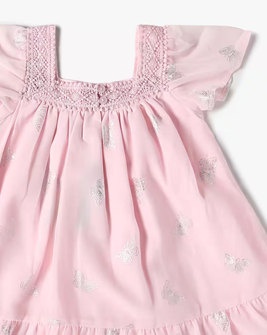 Girls Butterfly Print A-Line Dress