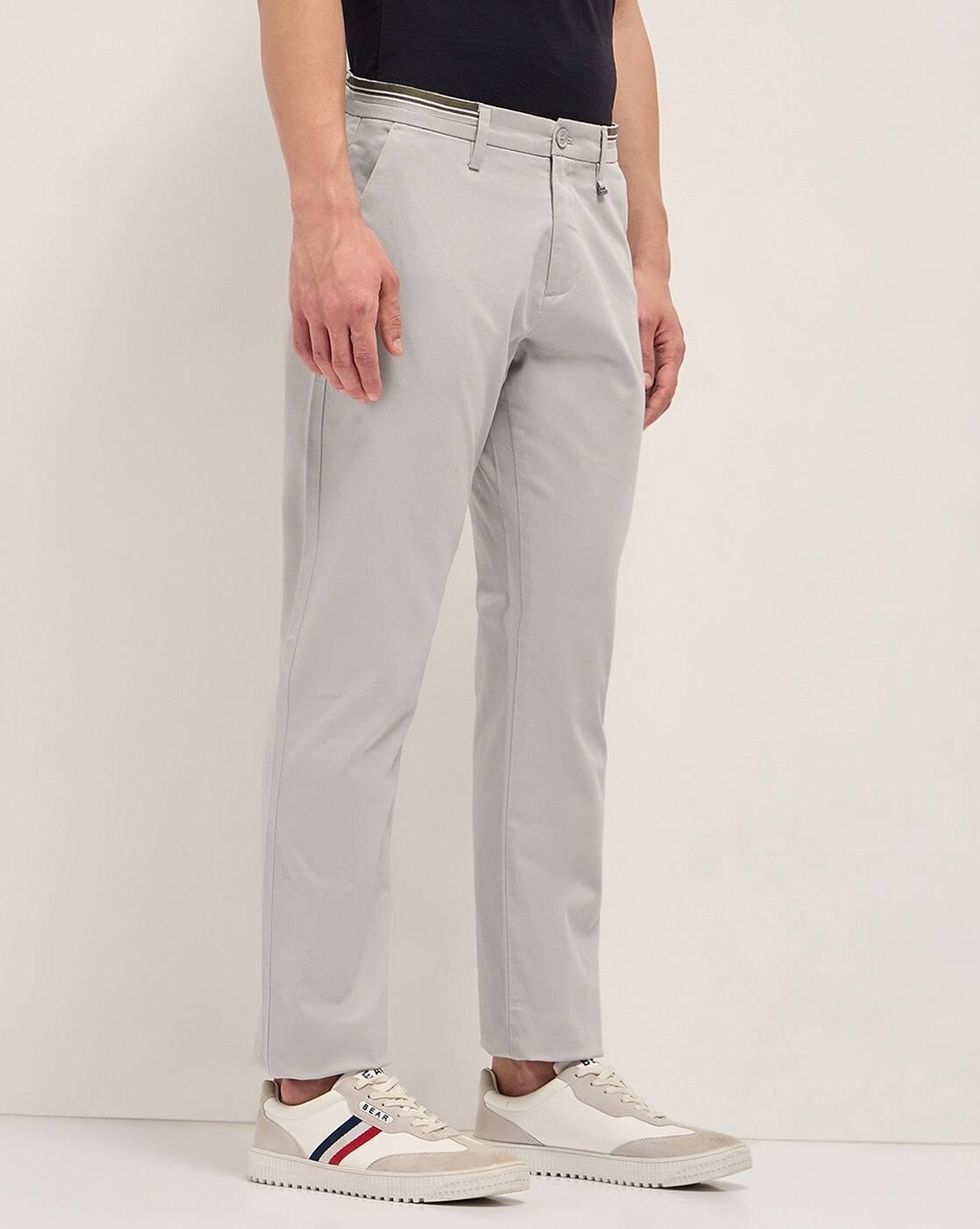 Men Straight Fit Flat-Front Casual Chinos