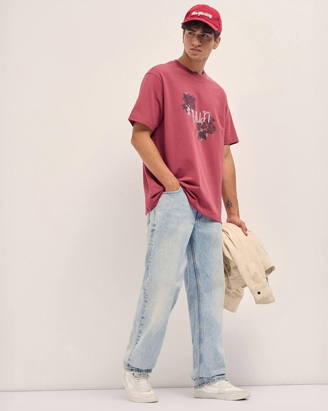 Men Printed Oversized Fit Round-Neck T-Shirt