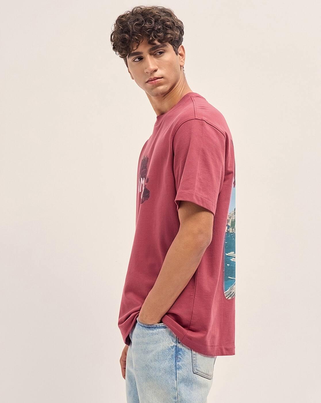 Men Printed Oversized Fit Round-Neck T-Shirt