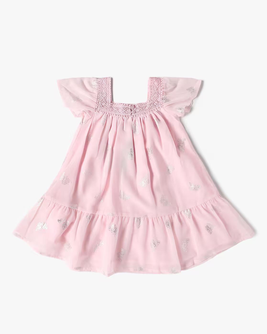Girls Butterfly Print A-Line Dress