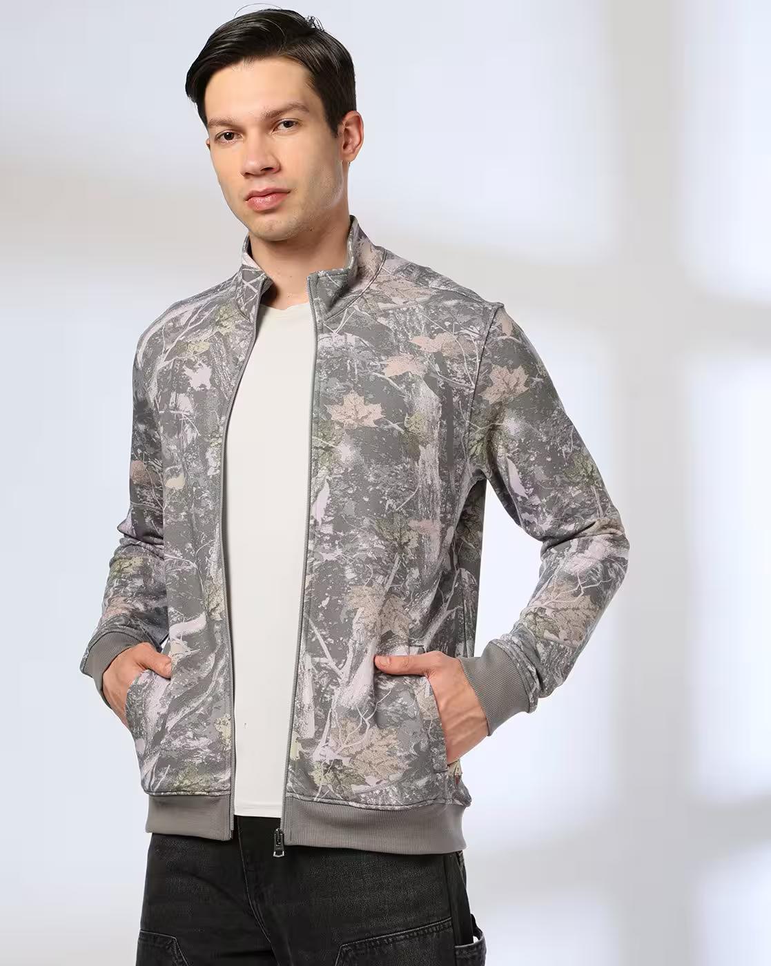 Men Front-Open High-Neck Sweatshirts
