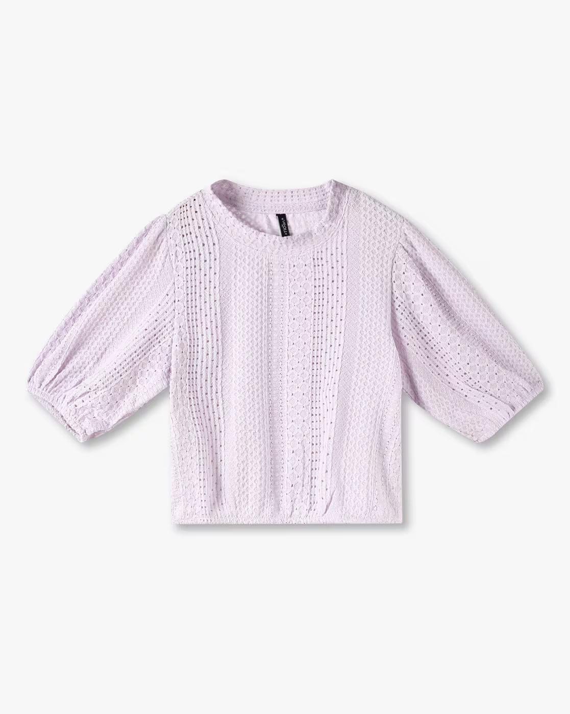 Girls Pointelle-Knit Relaxed Fit Top