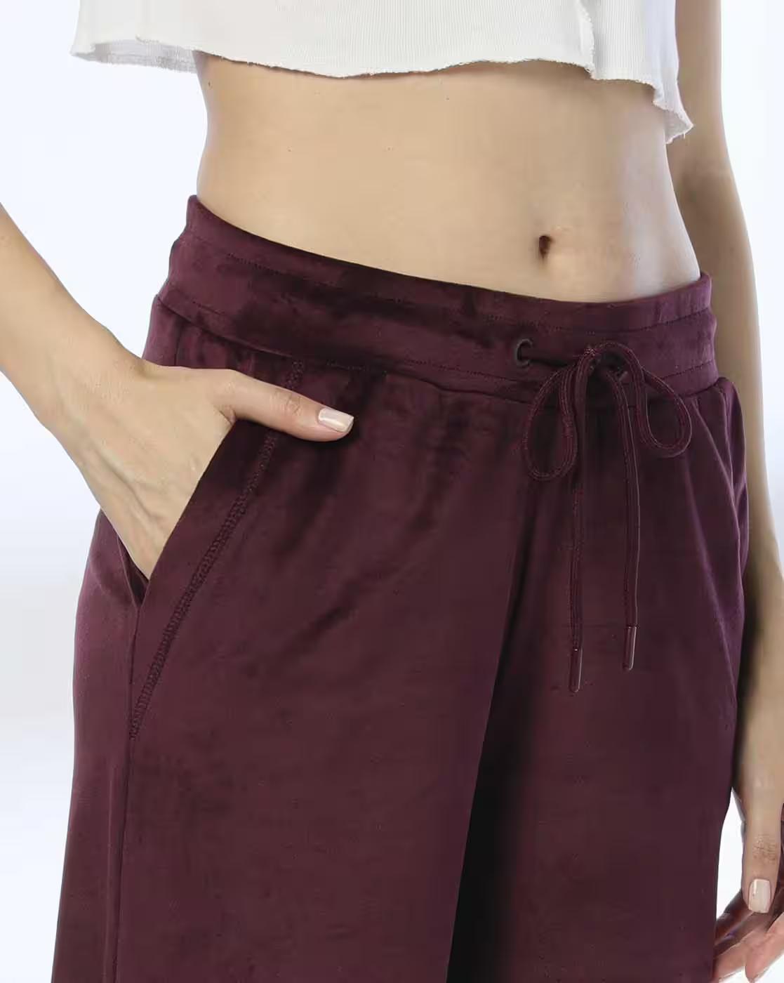 VELOUR TRACKPANT, PLUM, M