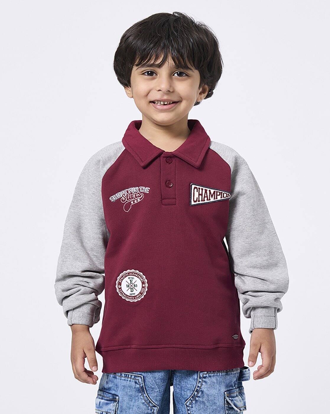 Boys Colourblock Cotton Sweatshirt