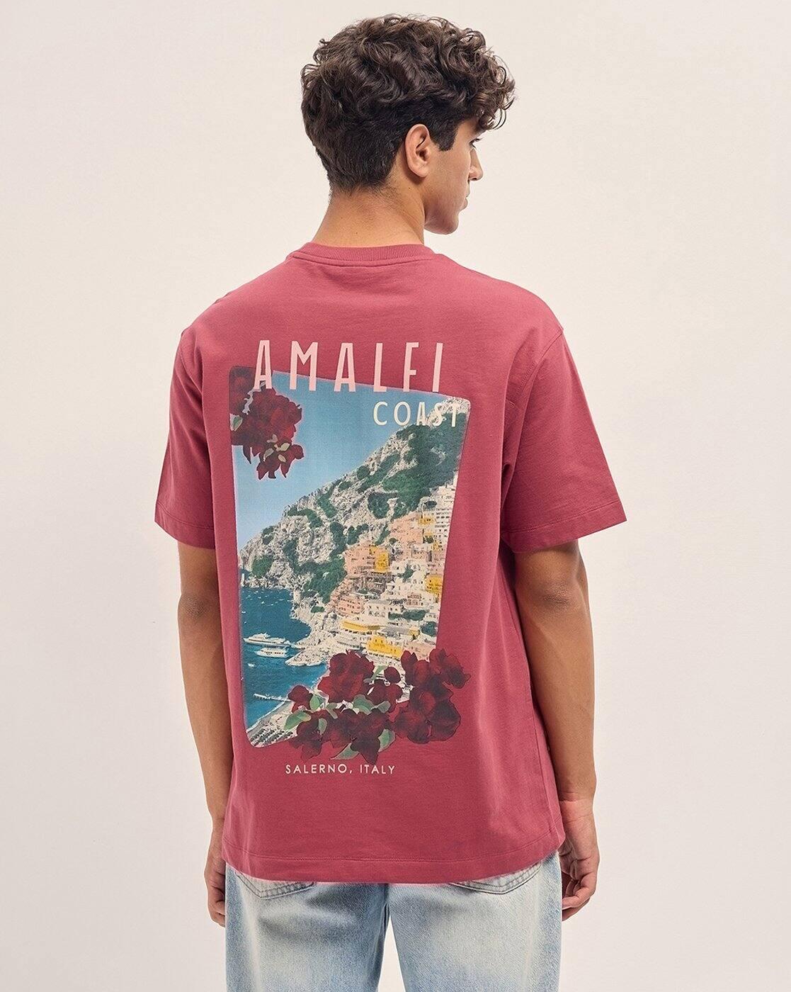 Men Printed Oversized Fit Round-Neck T-Shirt