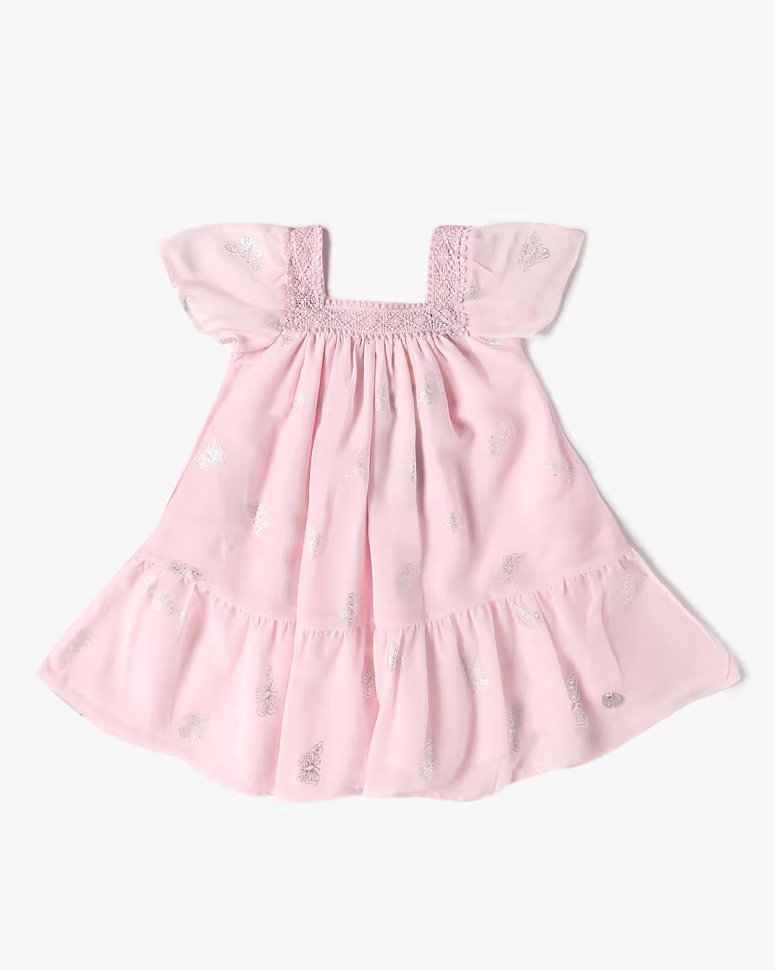 Girls Butterfly Print A-Line Dress