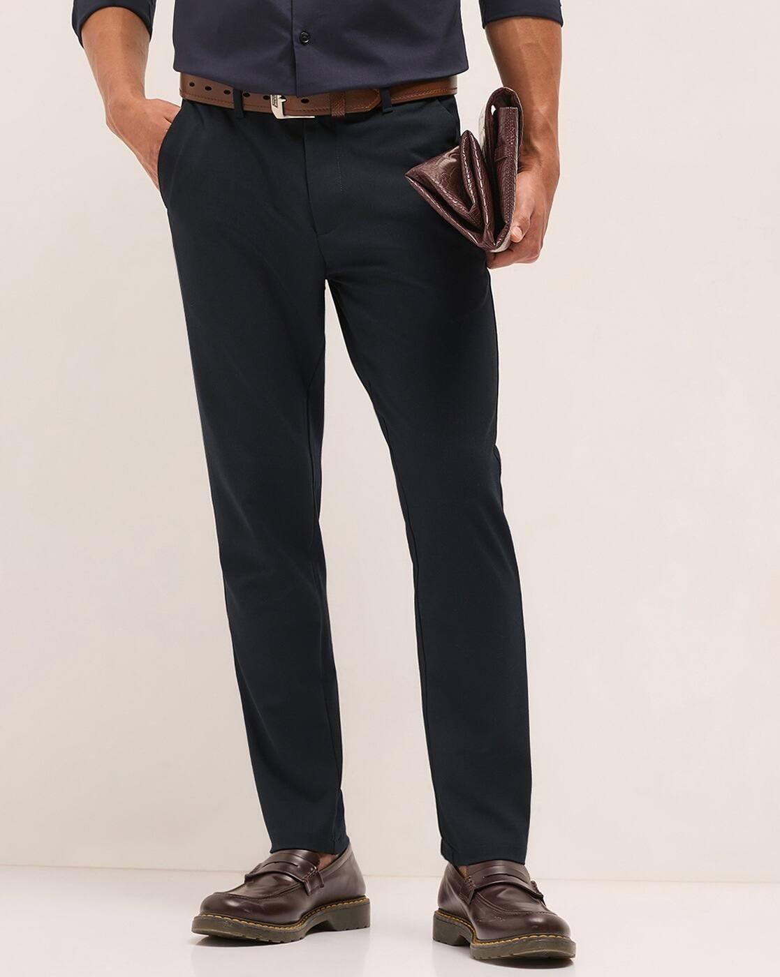 Men Slim Fit Flat-Front Formal Trousers