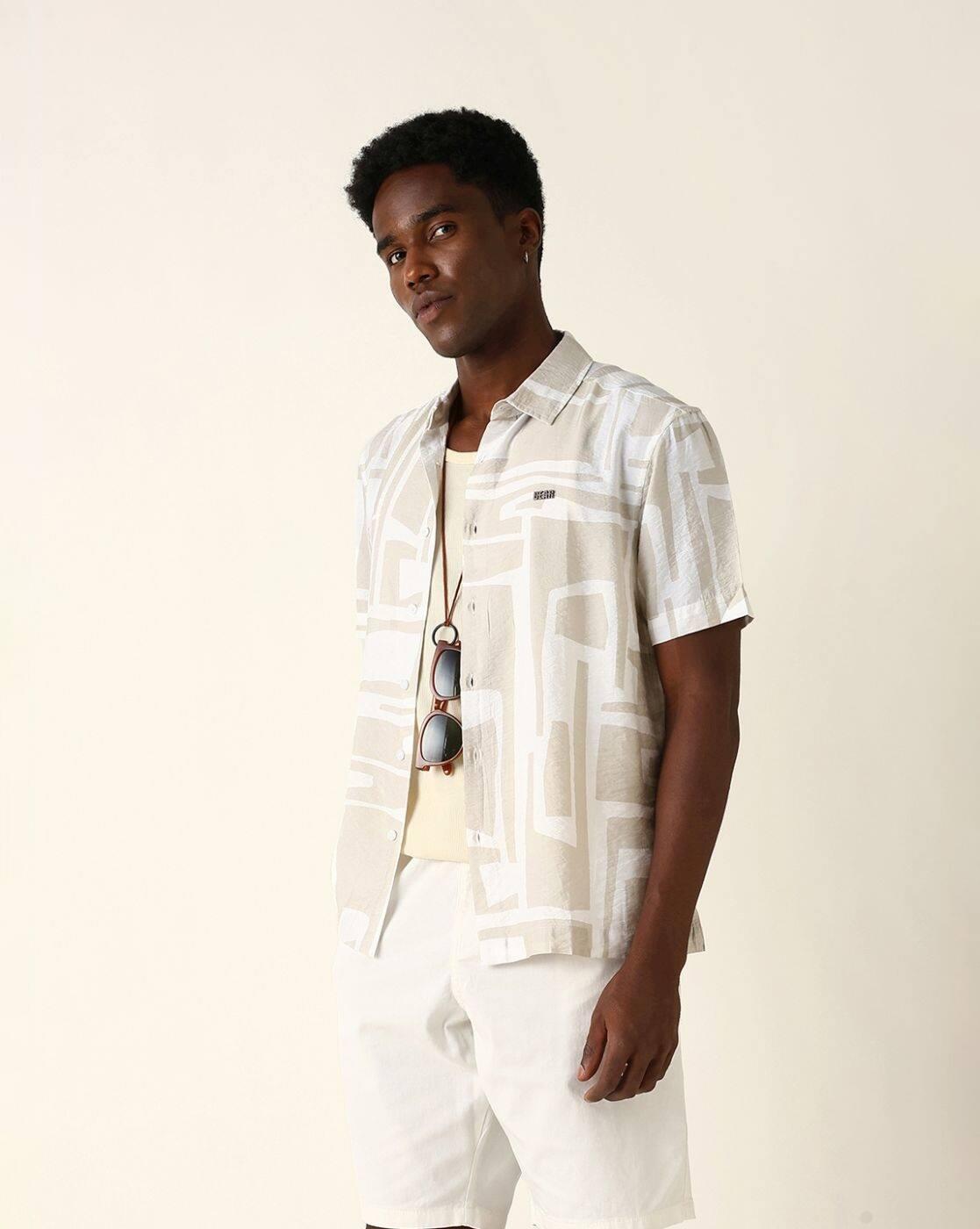 Men Self-design Relaxed Fit Shirt