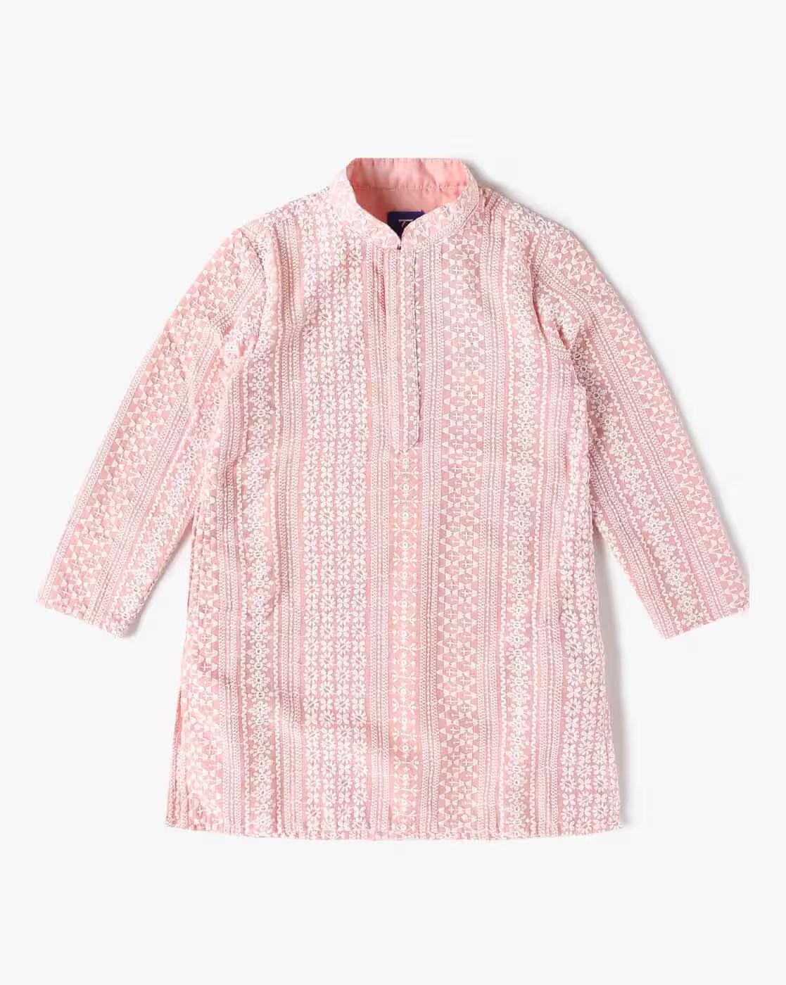 Boys Schiffli Embroidered Kurta with Pyjamas