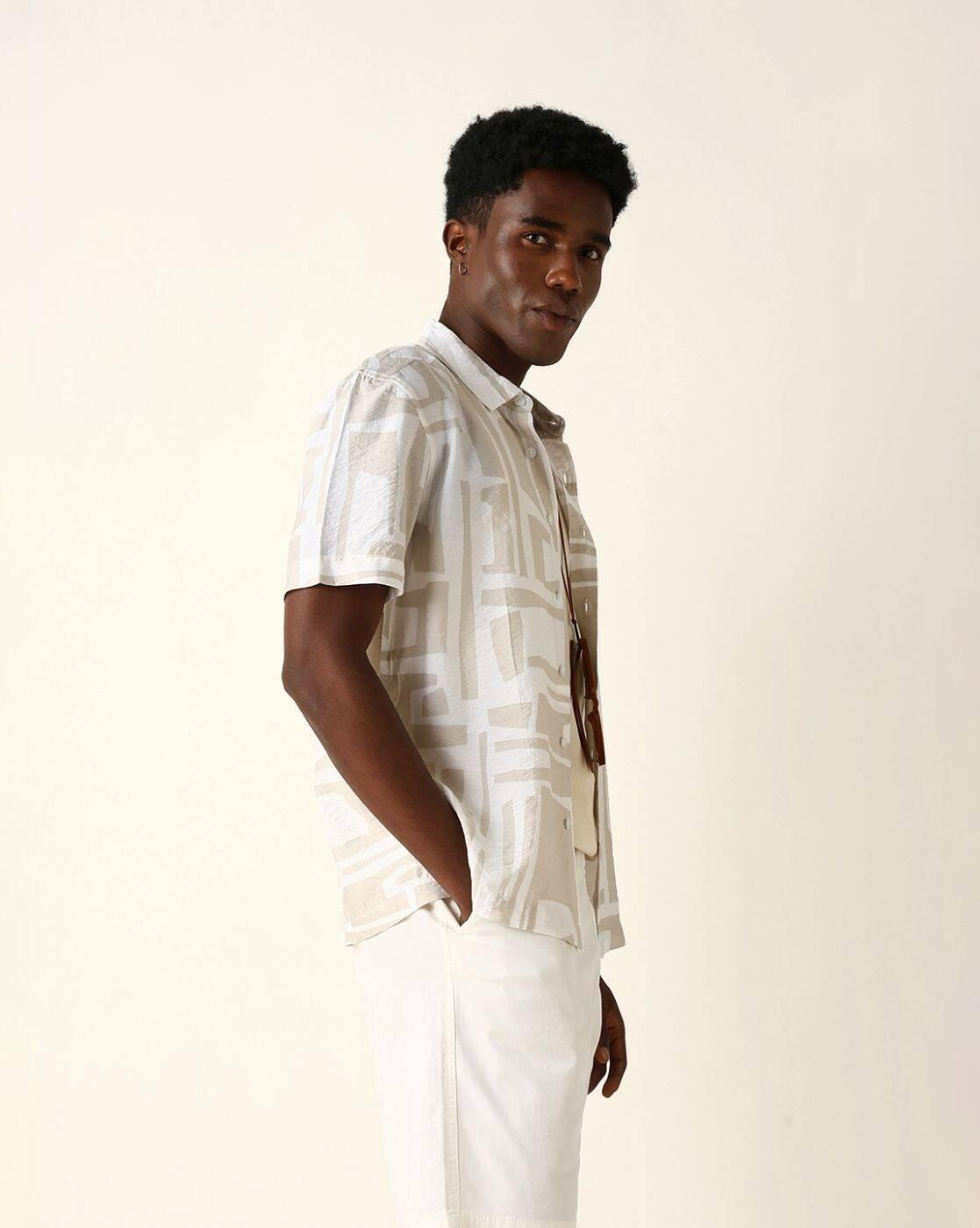 Men Self-design Relaxed Fit Shirt