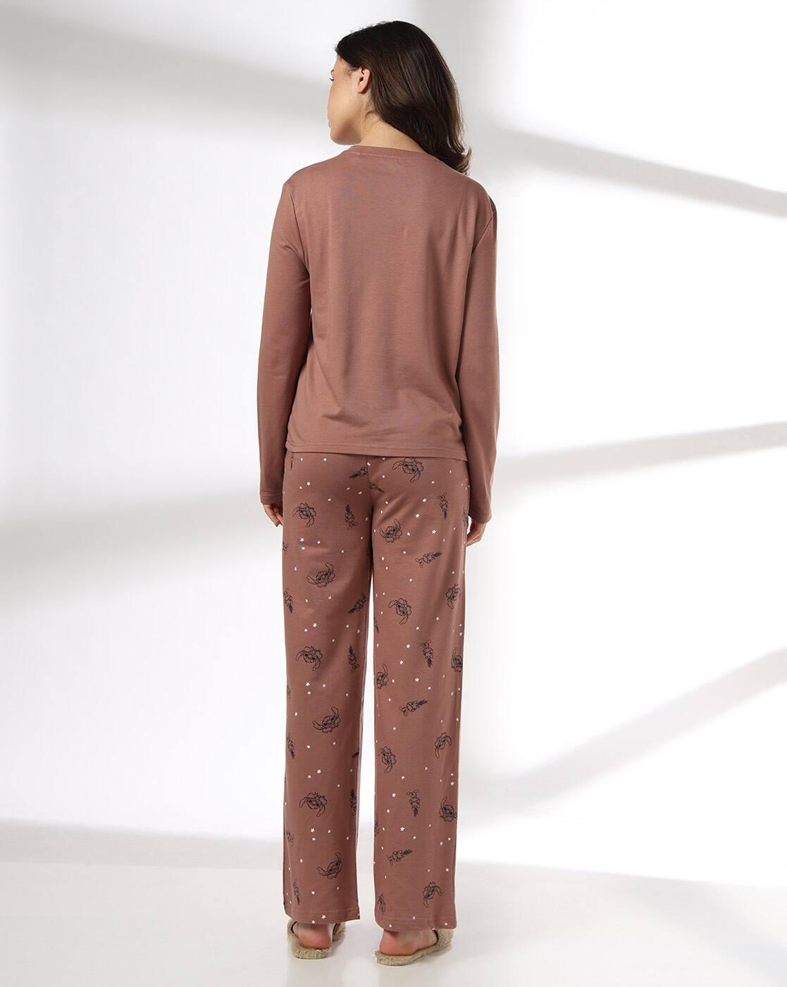 Women Printed Cotton T-Shirt & Pyjamas Set