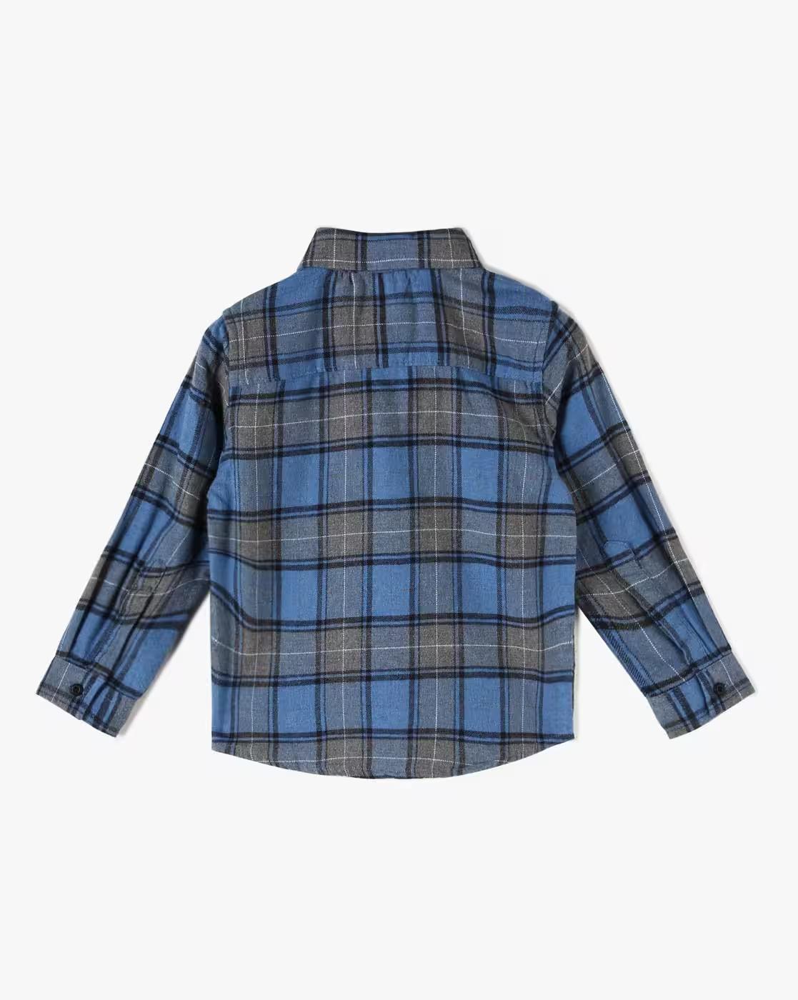FS CHECKED FASHION SHIRT, BLUE, 3-4Y
