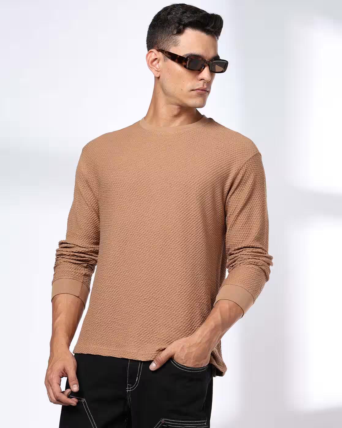 Men Patterned Regular Fit Crew-Neck T-Shirt