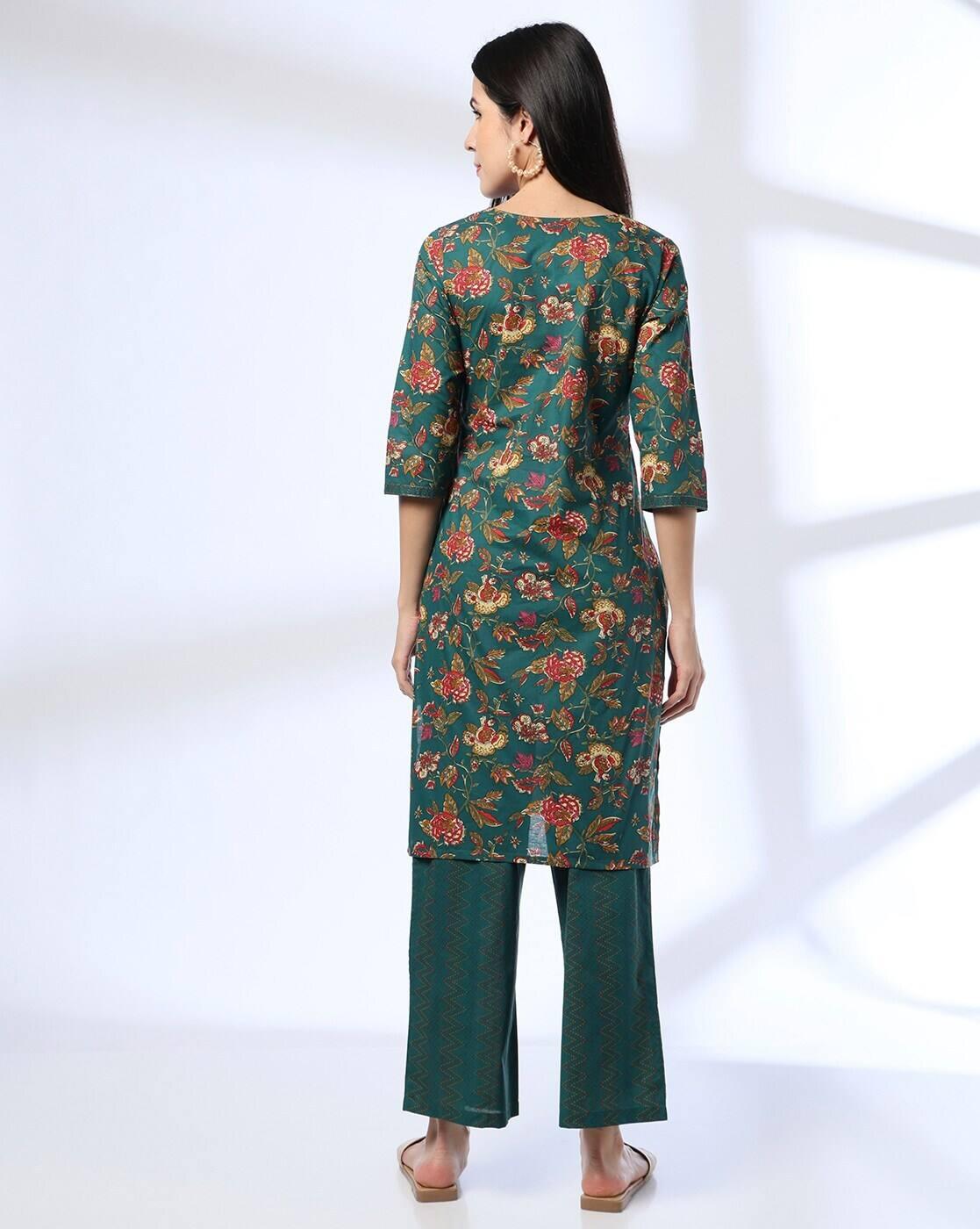 Women Floral Print Staright Kurta with Trousers