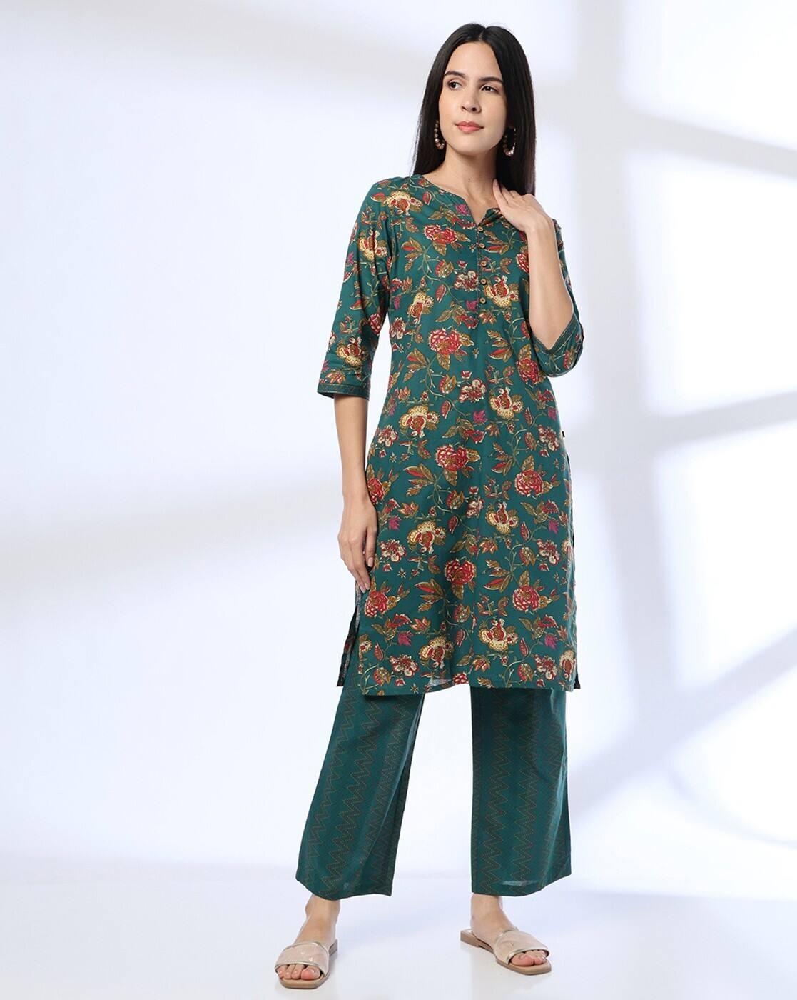 Women Floral Print Staright Kurta with Trousers