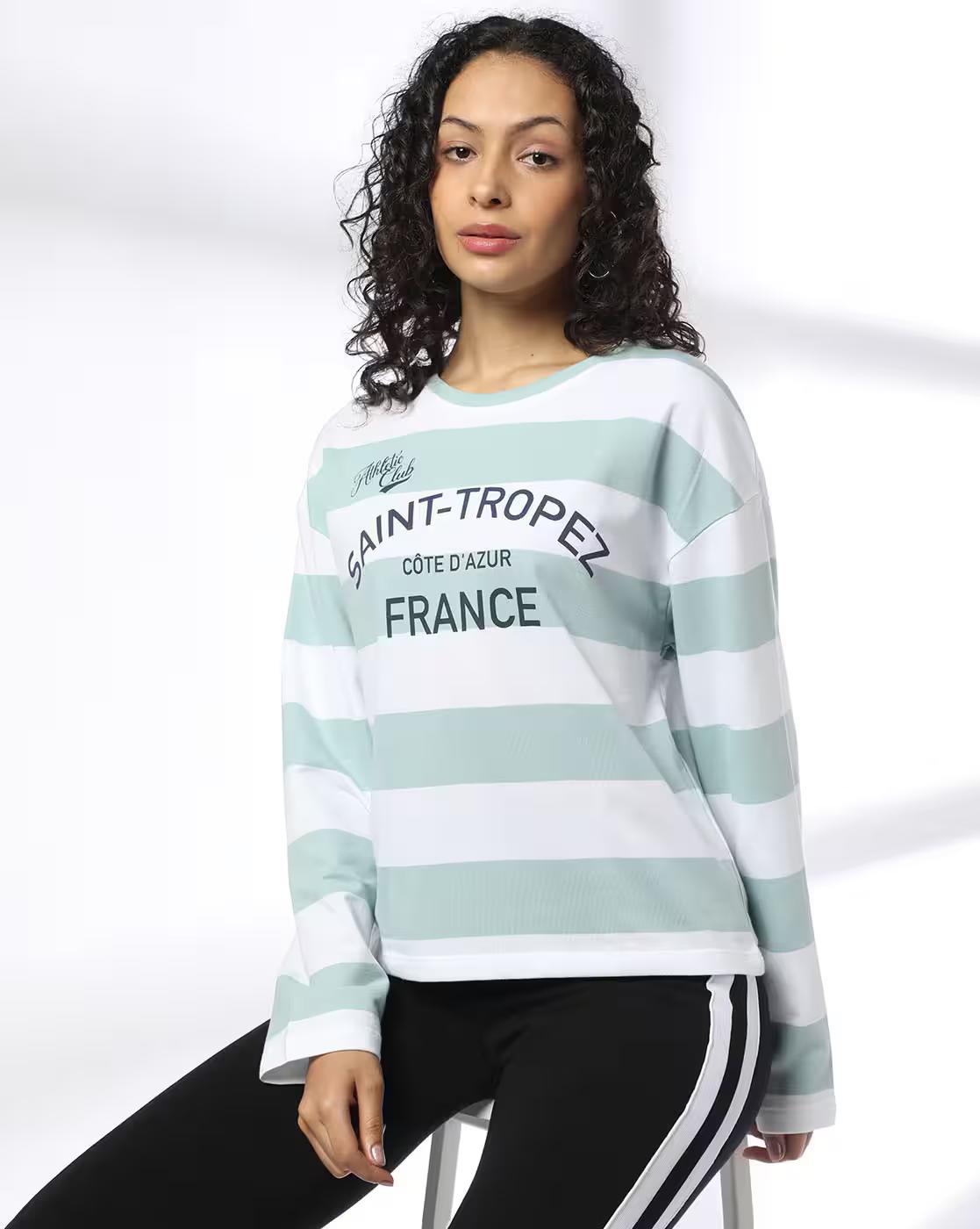 Women Typographic Print Regular Fit Crew-Neck T-Shirt