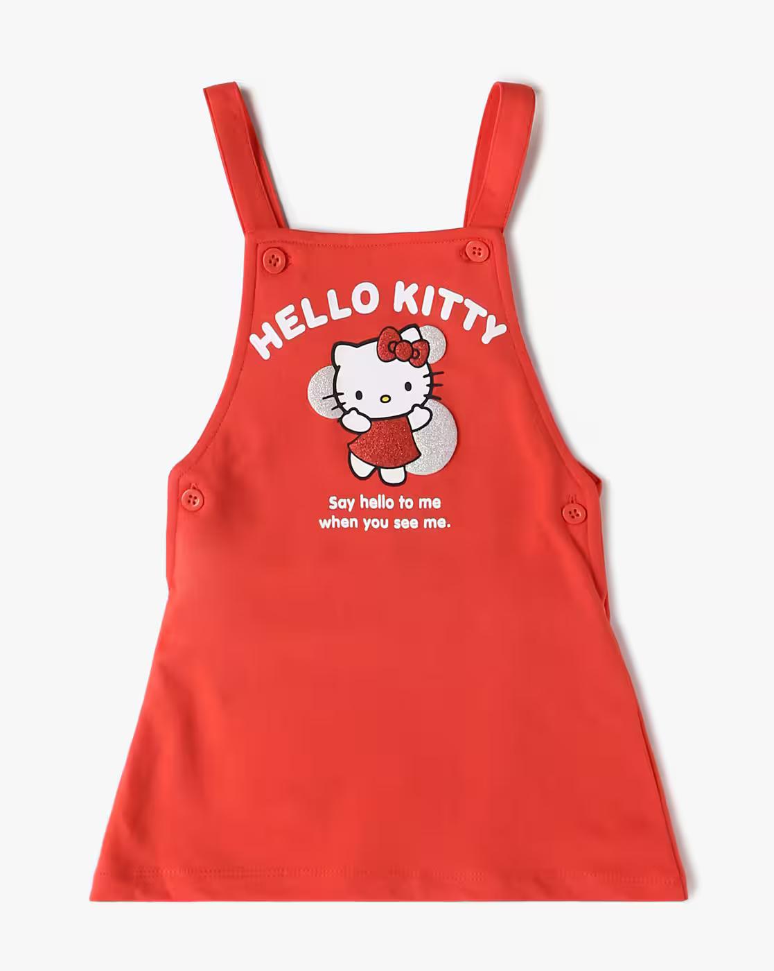 HELLO KITTY DUNGAREE SET, RED, 0-3M