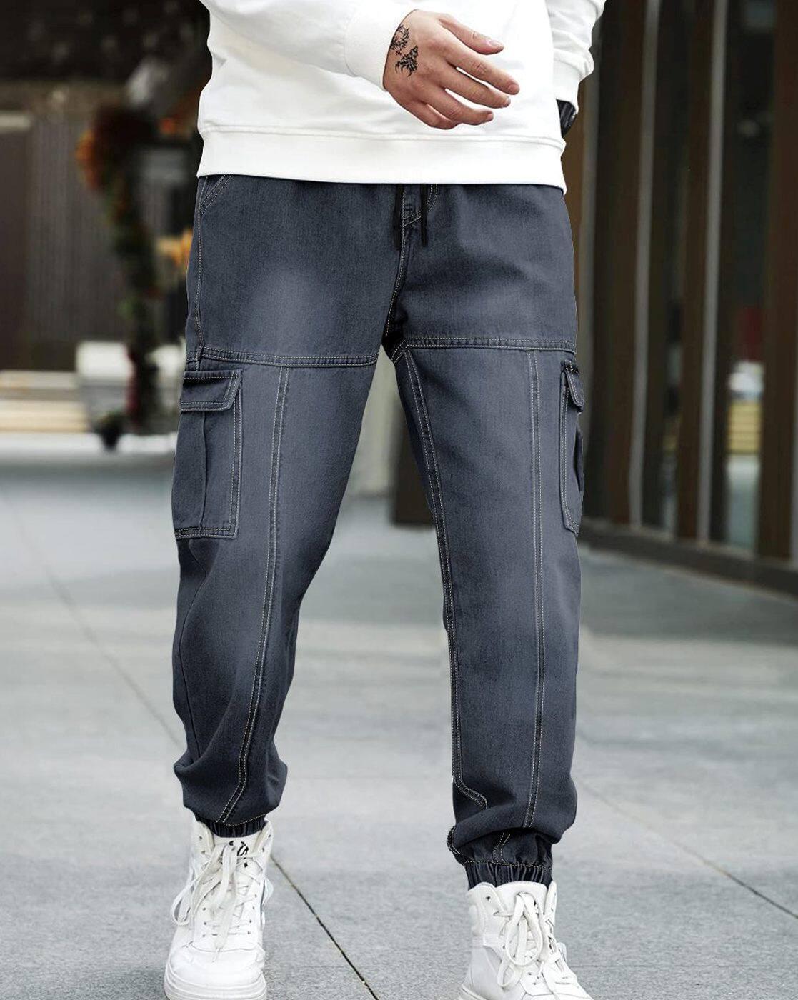 Men Heavily-Washed Baggy Fit Jeans